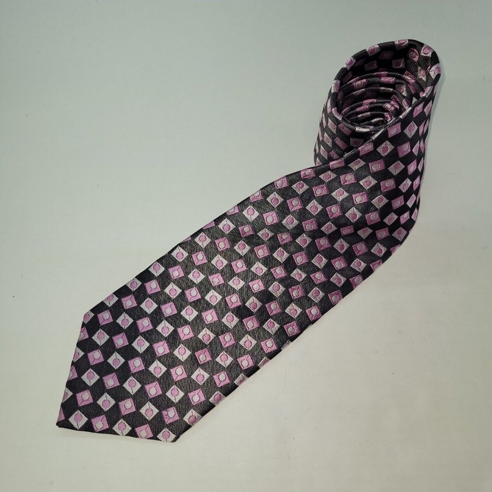Seta Zone Necktie Men Silk Textured Geometric Print Handmade China‎
